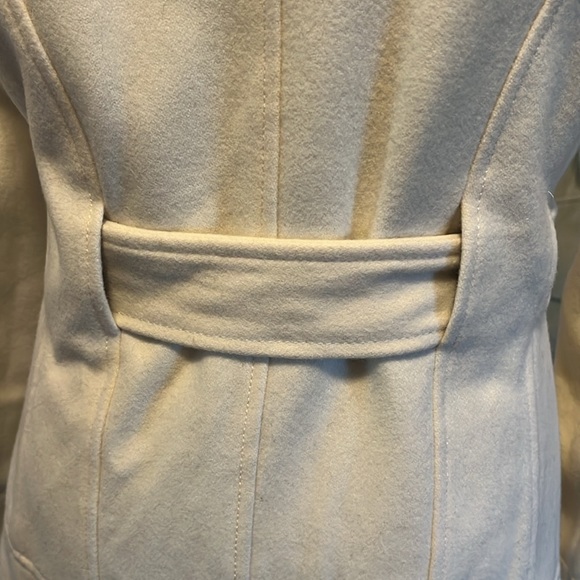 Black Rivet Double-breasted Cream Wool Blend Coat Sz S - Picture 8 of 14